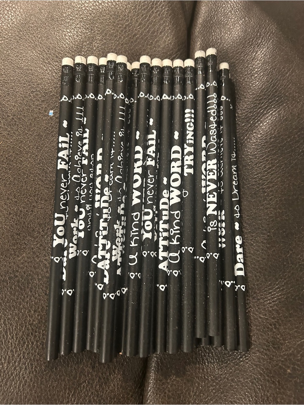 School supplies Inspirational Black Pencil Set with Erasers 34qty